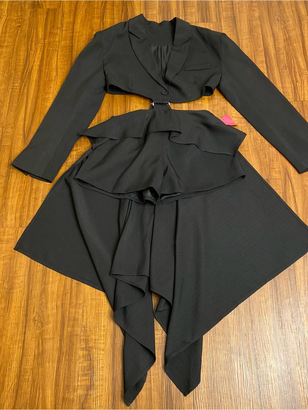 New Black Long Sleeve Romper with a tail